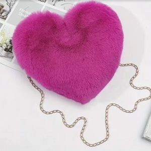 Plush hot pink heart purse